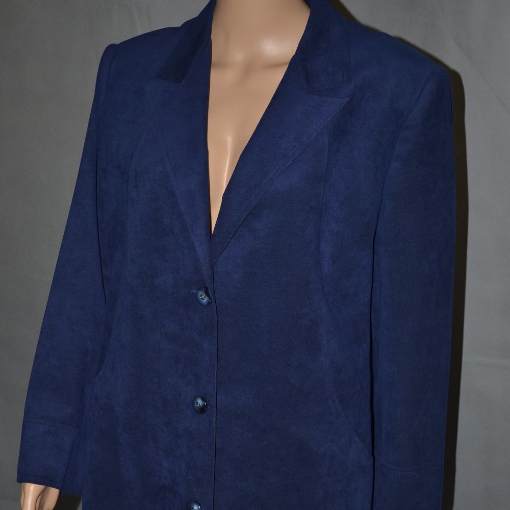 ( BEAUTIFUL ) HARLAN BLUE SUEDE TRENCH COAT SIZE 14